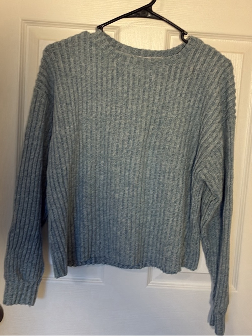Zara Light Blue Ribbed Crewneck Sweater
